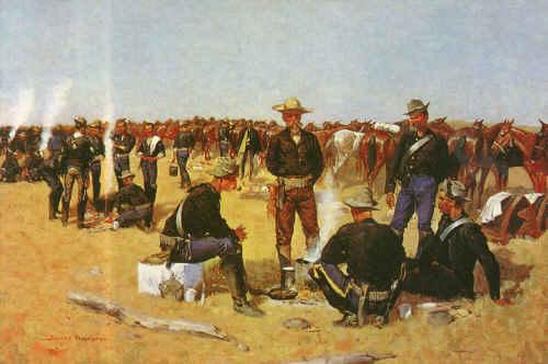 Frederick Remington A Cavalryman's Breakfast on the Plains China oil painting art